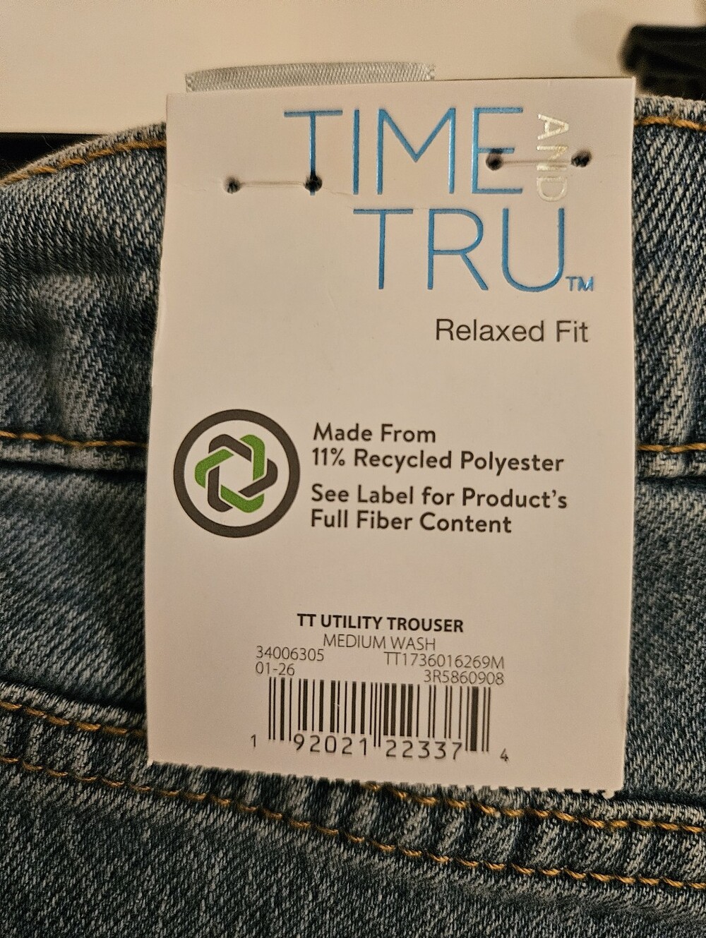 Share Time & Tru Denim Lot Of 2 NWT, Relaxed Utility & Mid-Rise Straight Jeans - Picture 4 of 4
